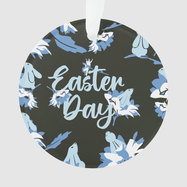Easter and Floral Rabbit Ornament (Front)