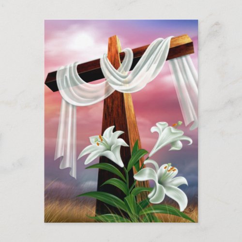 Easter and Palm Sunday Crosses and Scenes Holiday Postcard