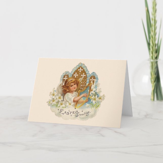 Easter Angel with Harp - Card (Front)