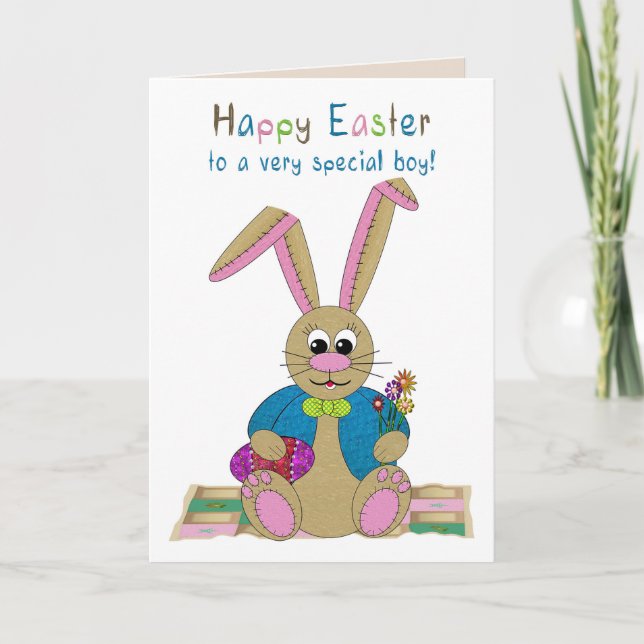 Easter,  Any boy, Stuffed Easter Bunny Card (Front)
