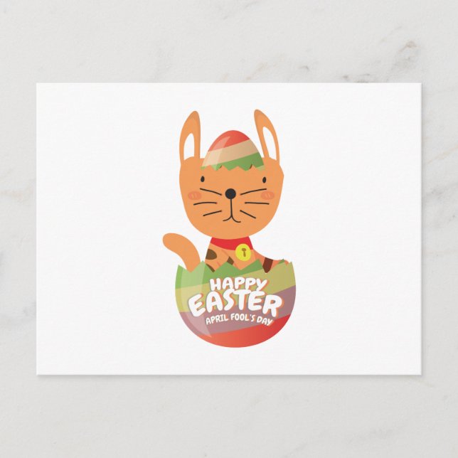 Easter April Fool's Day Gifts Cat Egg Easter Funny Holiday Postcard (Front)