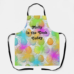 Easter Apron with Bright Colored Eggs & Bursts