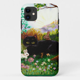 Easter Art Black Cat Bunny Christian Creationart iPhone 11 Case
