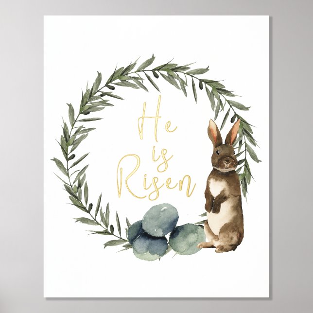 Easter Art He Is Risen Quote Bible Verse   Foil Prints (Front)