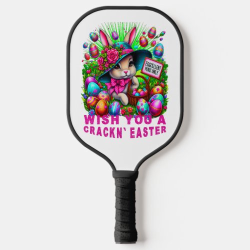 Easter Artwork  Cheeky Rabbit with Floral Hat Pickleball Paddle