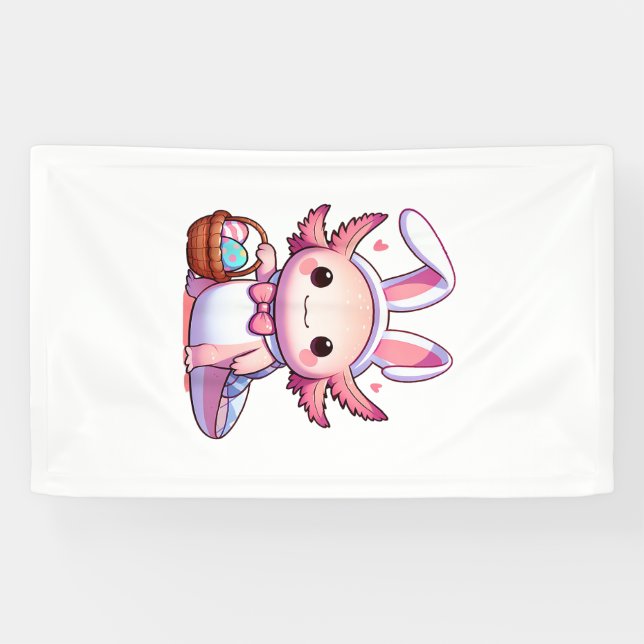 Easter Axolotl Bunny Ears Eggs T-Shirt Banner (Horizontal)