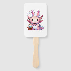 Easter Axolotl Bunny Ears Eggs T-Shirt Hand Fan