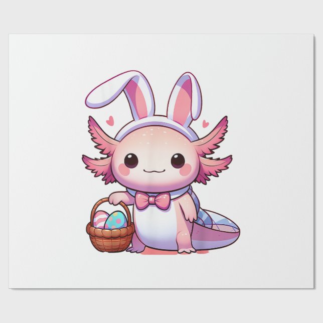 Easter Axolotl Bunny Ears Eggs T-Shirt Wrapping Paper (Flat)
