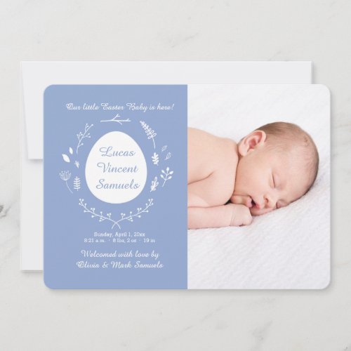 Easter Baby Blue Photo Birth Announcement
