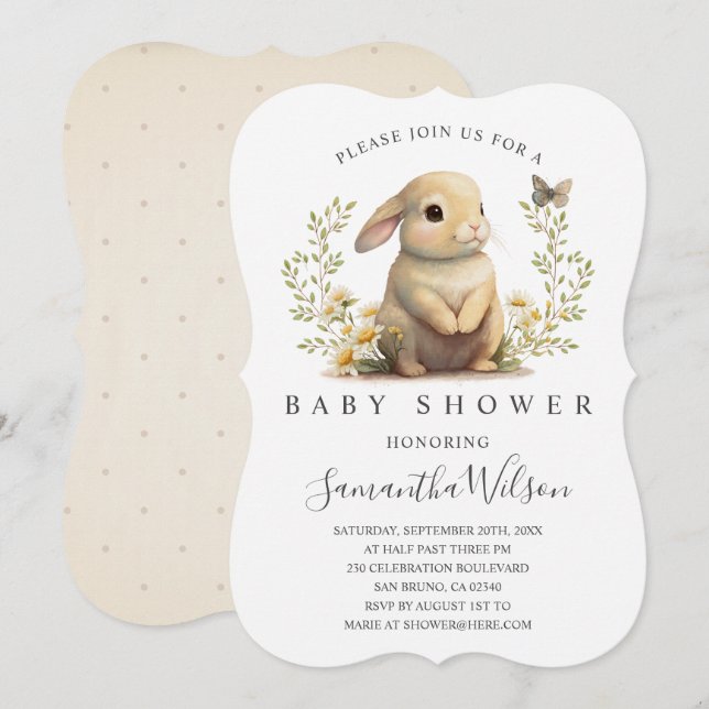 Easter Baby Bunny Spring Baby Shower Invitation (Front/Back)