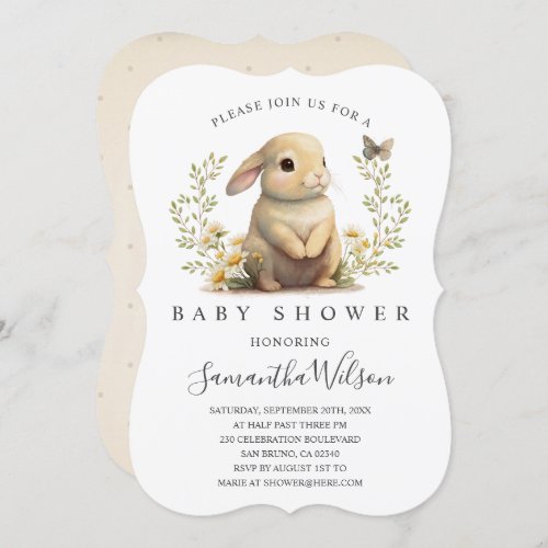 Easter Baby Bunny Spring Baby Shower Invitation