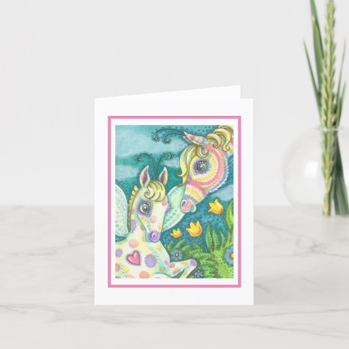 EASTER BABY SPRING PONY CUTE FAIRY NOTE CARD B