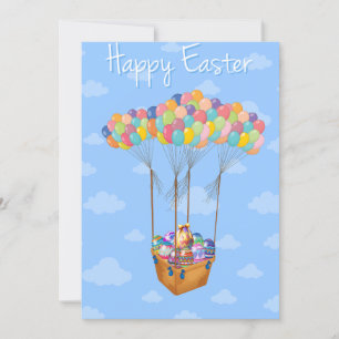 Easter Balloon Basket with Colorful Eggs Invitation
