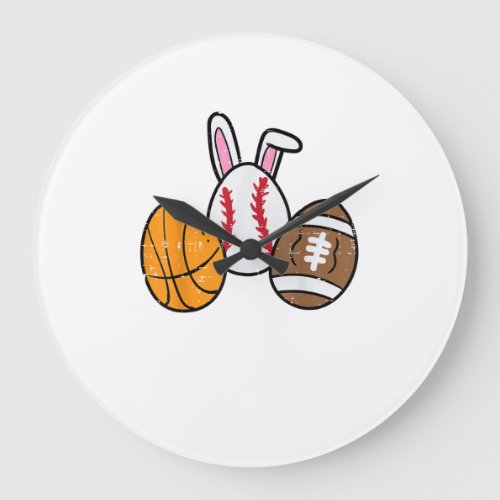 Easter Balls Basketball Baseball Football Boys Kid Large Clock