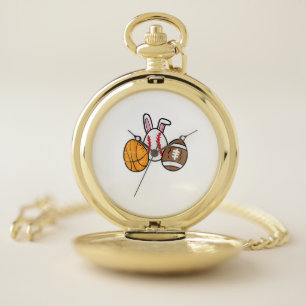 Easter Balls Basketball Baseball Football Boys Kid Pocket Watch