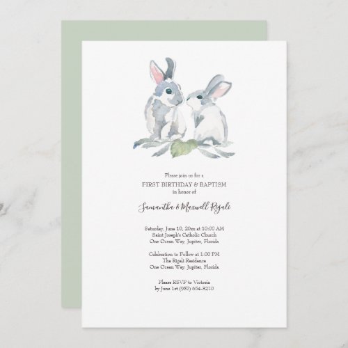 Easter Baptism and First Birthday Party Invitation