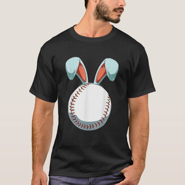 Easter Baseball Ball Easter Day Funny Easter Bunny T-Shirt (Front)