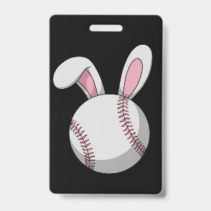 Easter Baseball Bunny Cute Rabbit Ears Badge