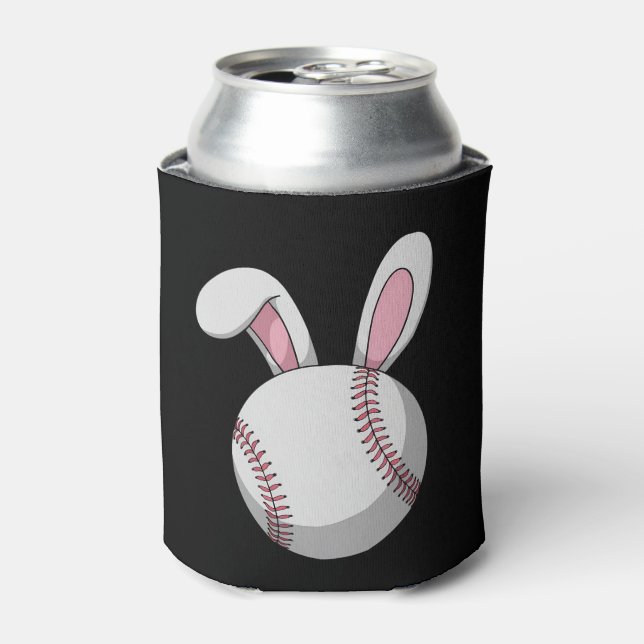 Easter Baseball Bunny Cute Rabbit Ears Can Cooler (Can Front)