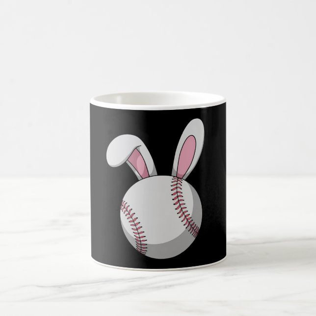 Easter Baseball Bunny Cute Rabbit Ears Coffee Mug (Center)