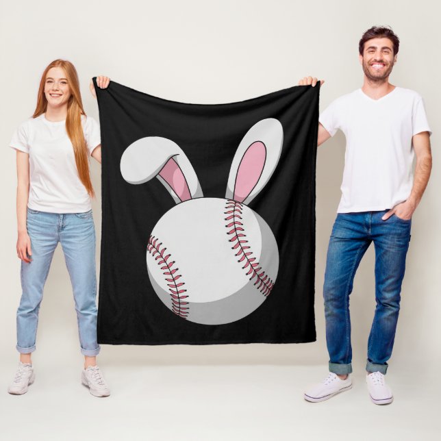 Easter Baseball Bunny Cute Rabbit Ears Fleece Blanket (In Situ)