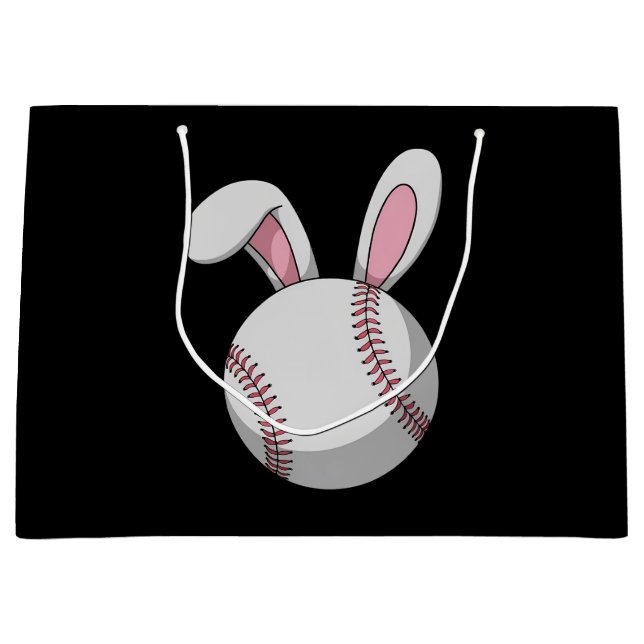 Easter Baseball Bunny Cute Rabbit Ears Large Gift Bag (Front)