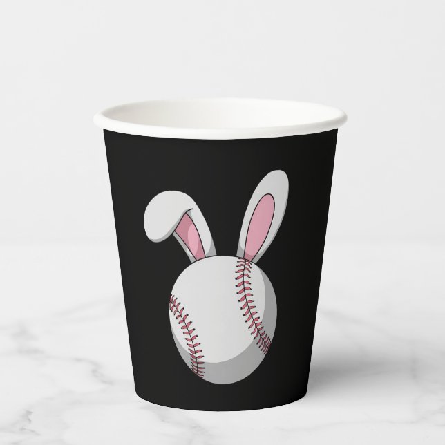 Easter Baseball Bunny Cute Rabbit Ears Paper Cups (Front)