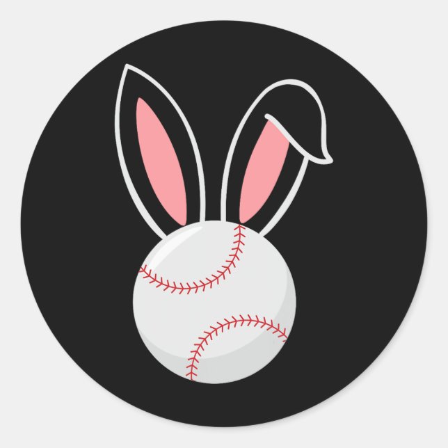 Easter Baseball Bunny Ears Fun Baseball Fan Easter Classic Round Sticker (Front)