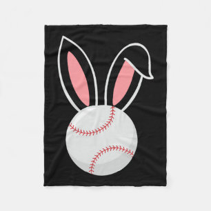 Easter Baseball Bunny Ears Fun Baseball Fan Easter Fleece Blanket
