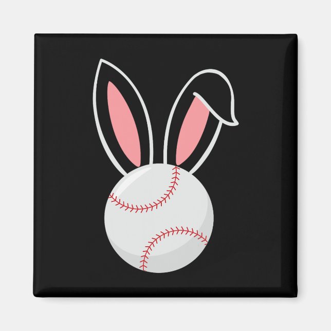 Easter Baseball Bunny Ears Fun Baseball Fan Easter Magnet (Front)