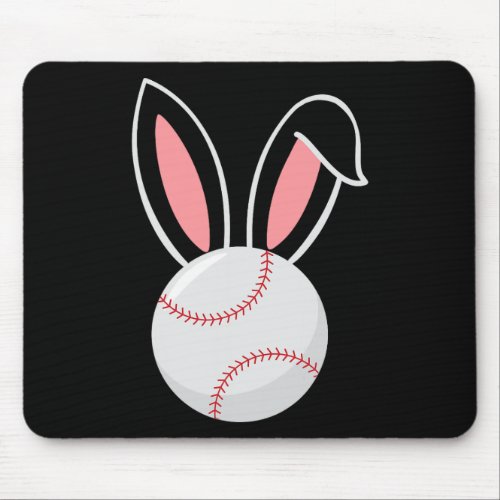 Easter Baseball Bunny Ears Fun Baseball Fan Easter Mouse Pad