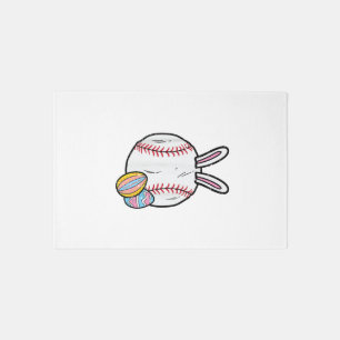 Easter Baseball Bunny Sports Men Boys Kids Toddler Rug