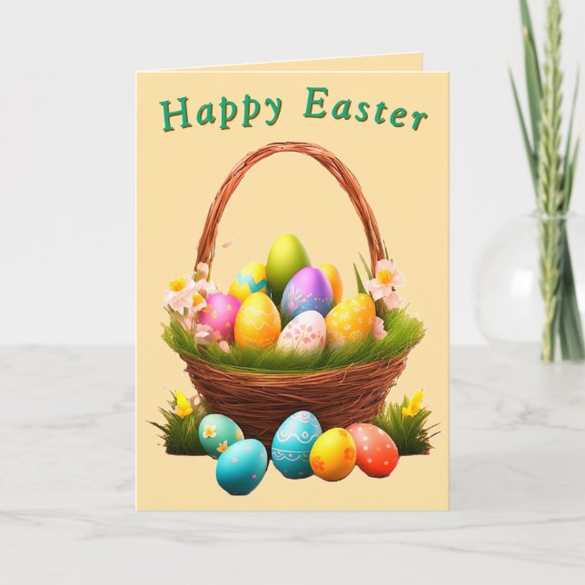 Easter Basket Card (Change Background Color) (Front)