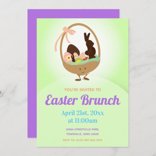 Easter Basket Cartoon  Easter Brunch Invitation