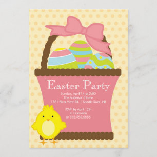 Easter Basket Chick Easter Party Invitation