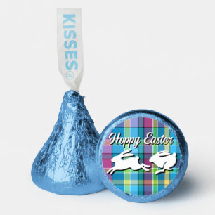 Easter Basket Chocolates White Bunny Rabbits Plaid Hershey®'s Kisses®