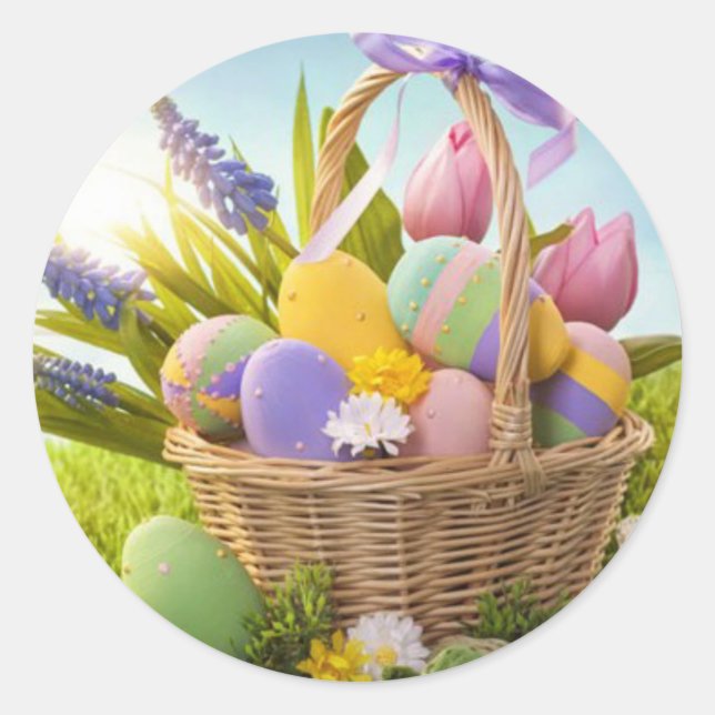 Easter basket classic round sticker (Front)