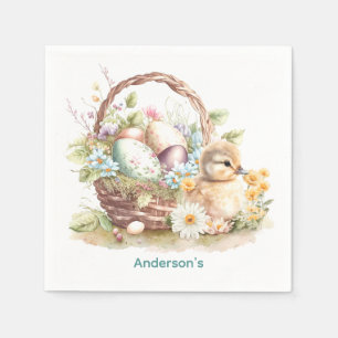 Easter Basket & Duckling Personalized Napkins