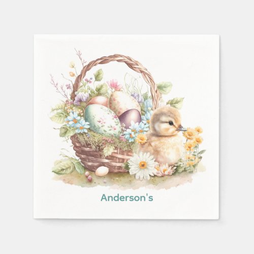 Easter Basket  Duckling Personalized Napkins
