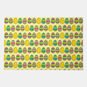 Easter Basket Egg Hunt Painted Eggs Print Yellow Doormat