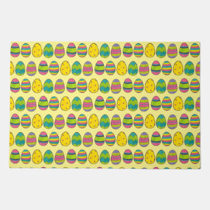 Easter Basket Egg Hunt Painted Eggs Print Yellow Doormat