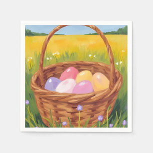 Easter Basket Egg Hunt Pastel Watercolor Napkins