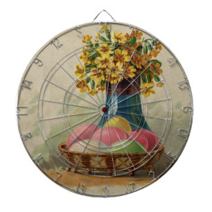 Easter Basket Eggs Flowers Antique Dart Board