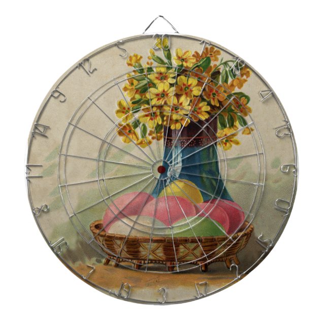 Easter Basket Eggs Flowers Antique Dart Board (Front)