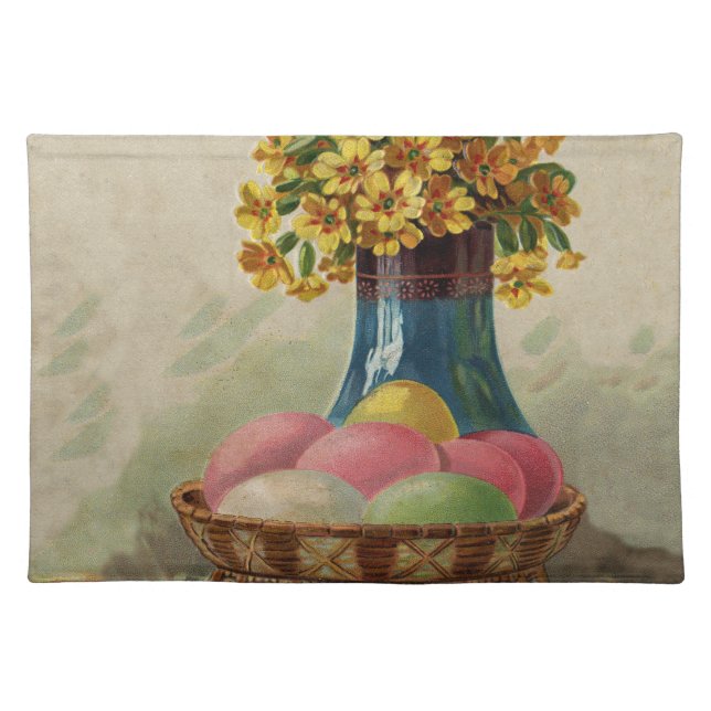 Easter Basket Eggs Flowers Antique Placemat (Front)