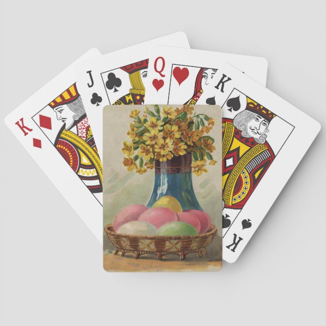 Easter Basket Eggs Flowers Antique Poker Cards (Back)