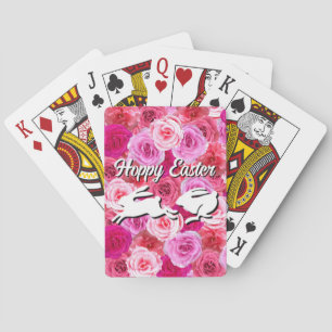 Easter Basket Filler White Bunnies Pink Flowers Poker Cards