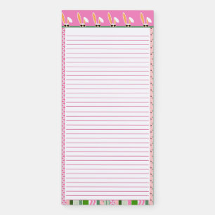 Easter Basket Gifts Pink and Green White Rabbits Magnetic Notepad