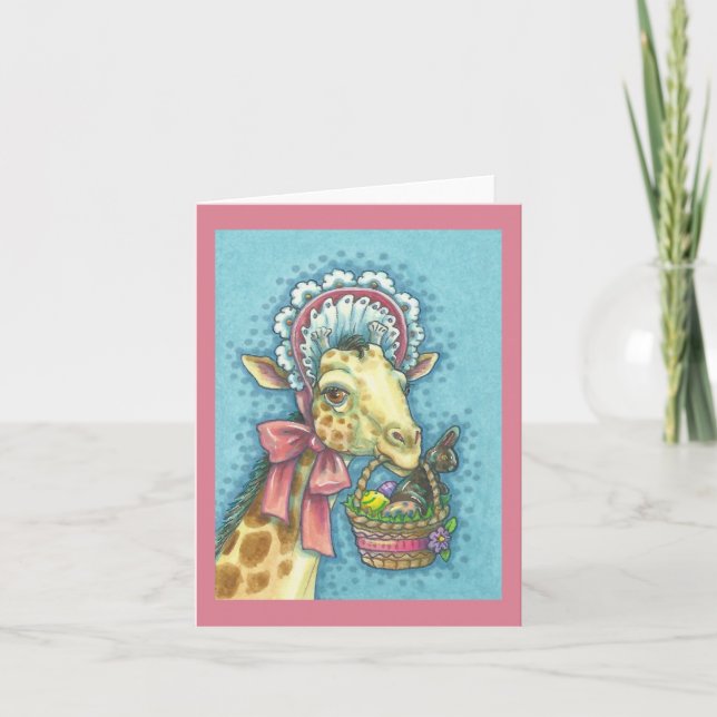 EASTER BASKET GIRAFFE NOTE CARD Blank (Front)
