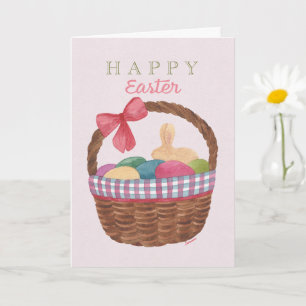 Easter Basket Greeting Card- Golden Bunny and Eggs Card